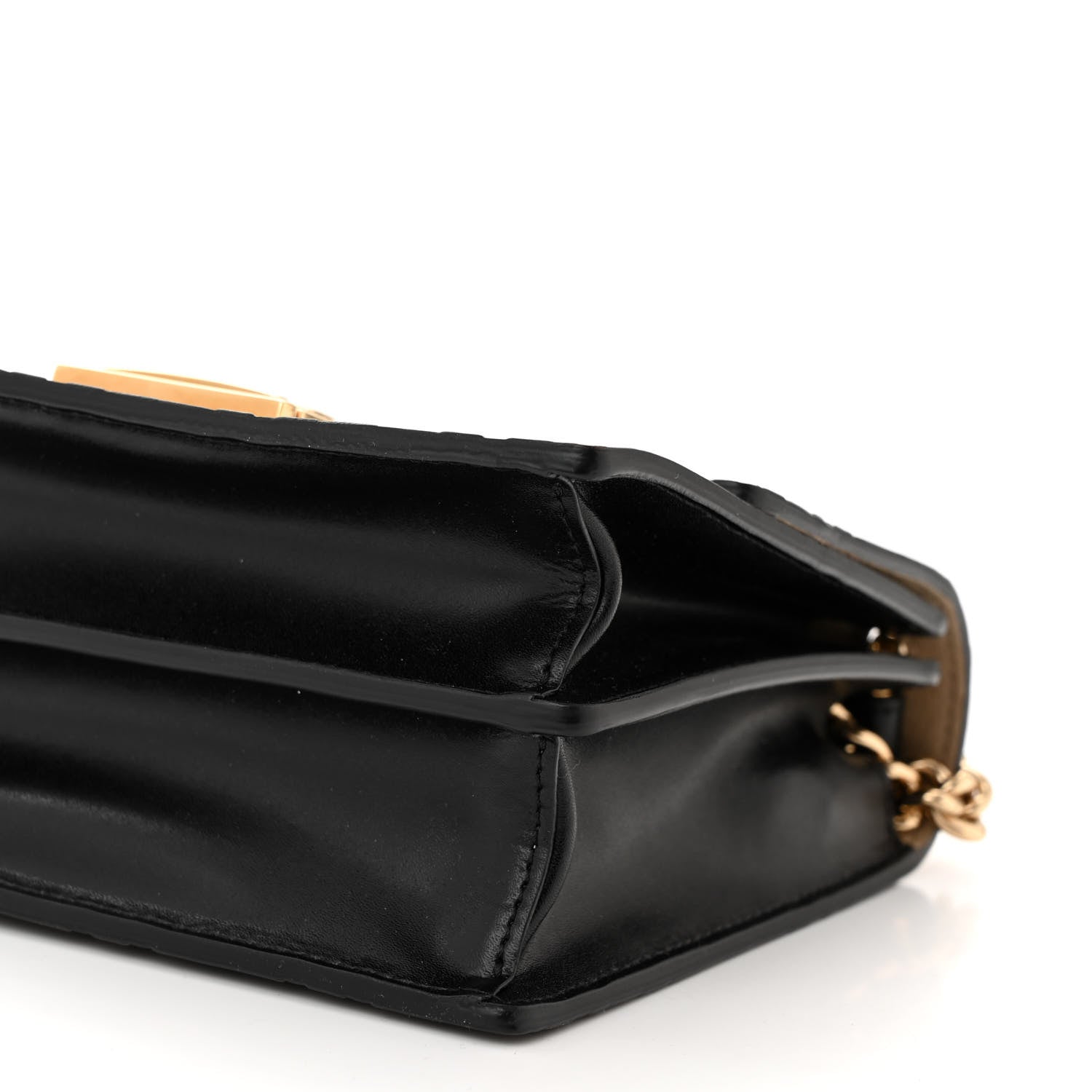 Fendi Vitello Liberty Bi-Color FF 1974 Embossed Small Kan U Shoulder Bag Maya Black 10 of 11