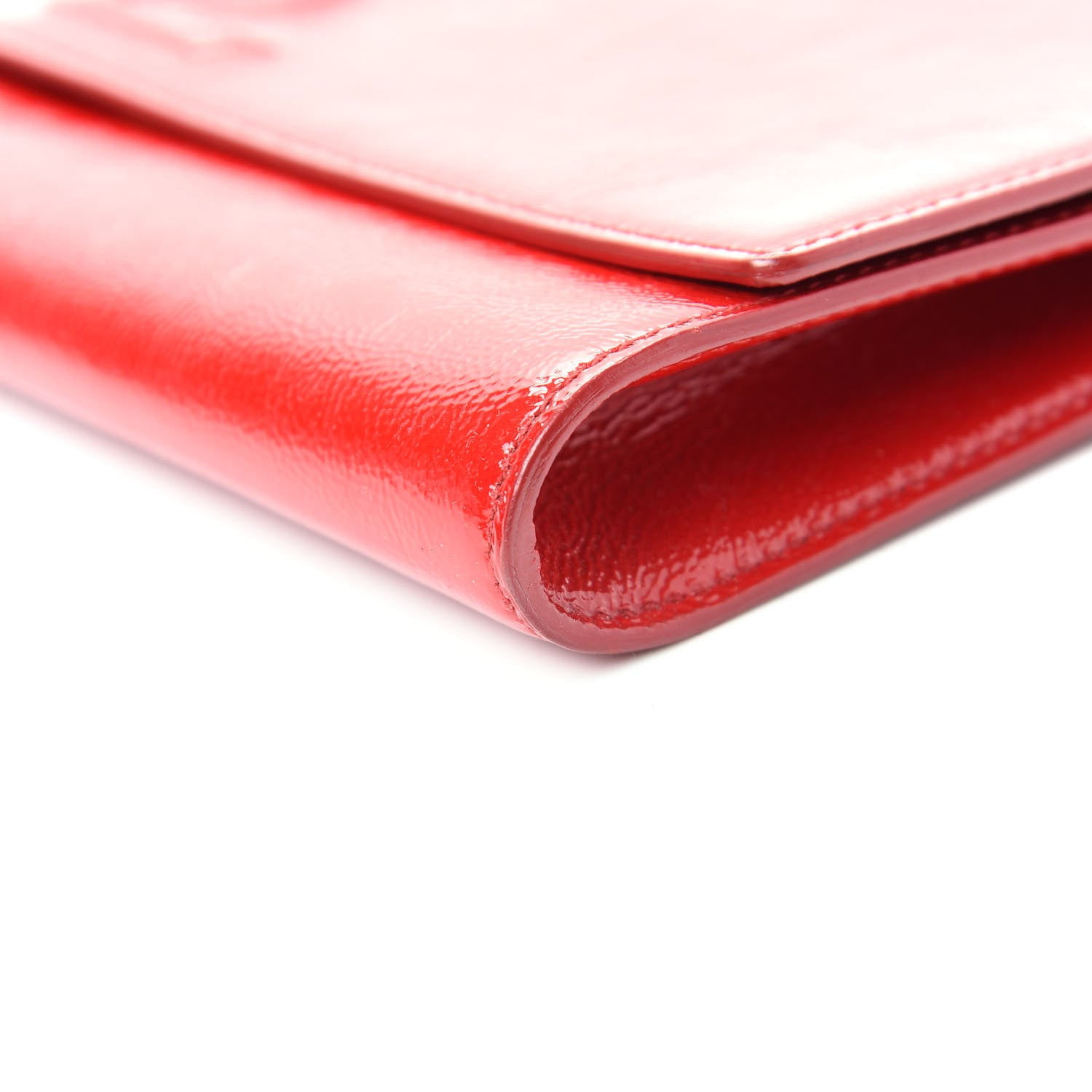 Saint Laurent Textured Patent Monogram Large Belle De Jour Clutch Red 7 of 8