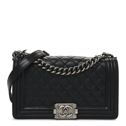 Chanel Lambskin Quilted Medium Boy Flap Black 1 of 11