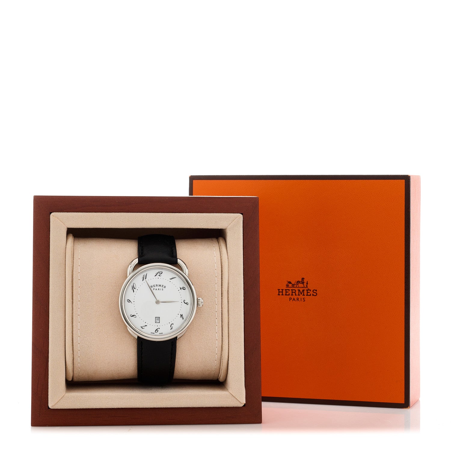 Hermes Stainless Steel Barenia 40mm Arceau Quartz Watch Noir 5 of 5