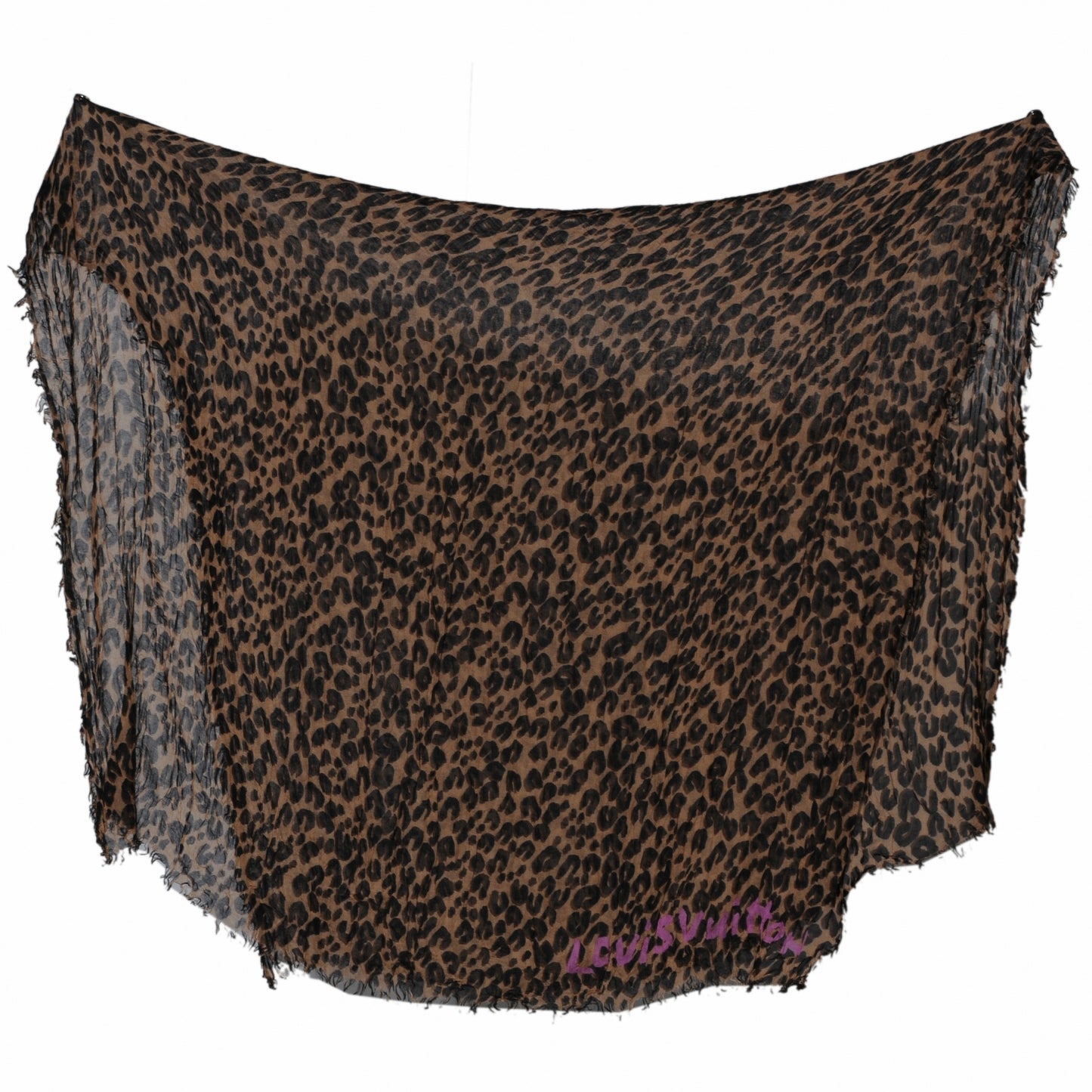 Cashmere Silk Leopard Stole Brown