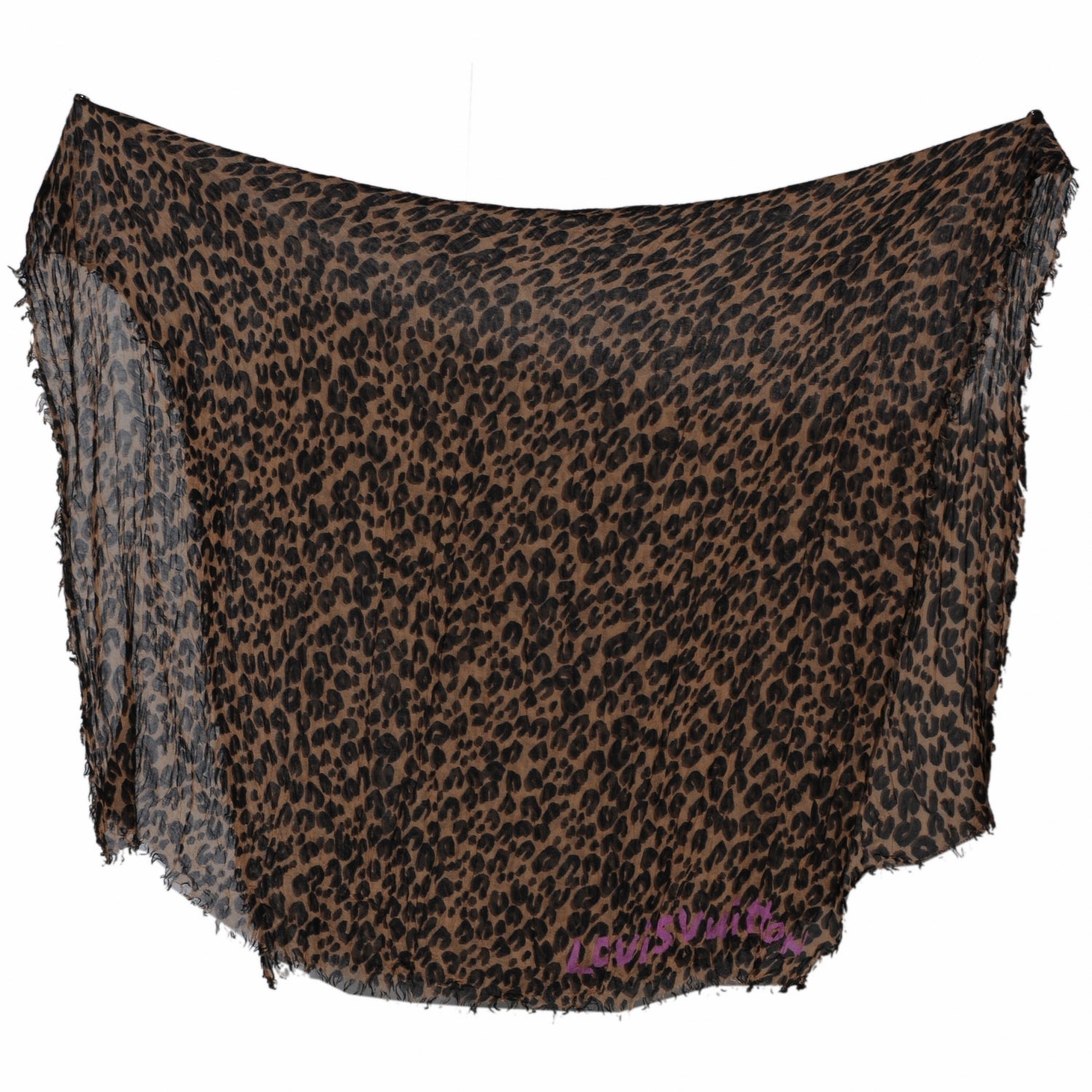 Louis Vuitton Cashmere Silk Leopard Stole Brown 2 of 7