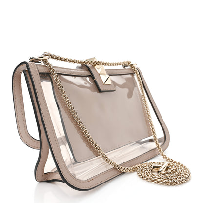 Valentino Garavani PVC Nappa Naked Small Glam Lock Rockstud Flap Poudre 3 of 10