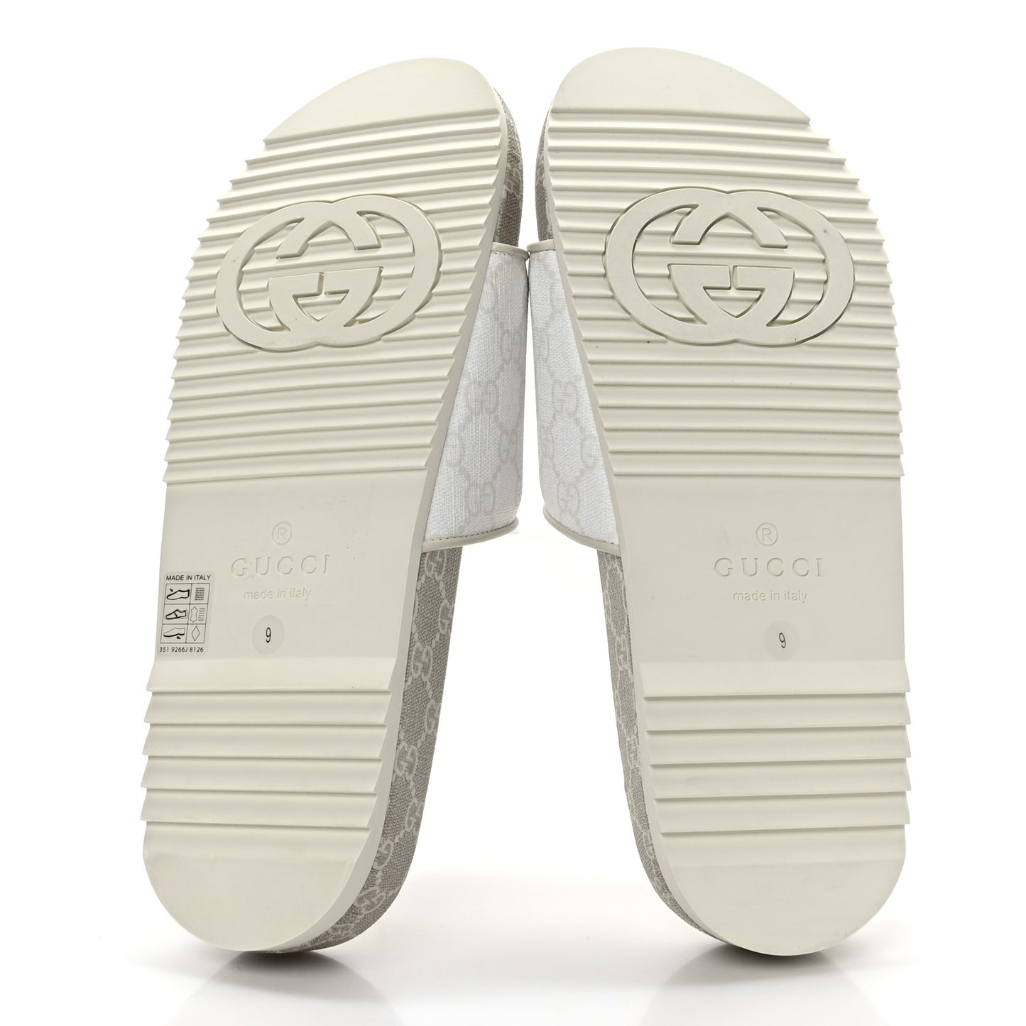 GG Supreme Monogram Demetra Mens Slide Sandals 9 White Mystic White
