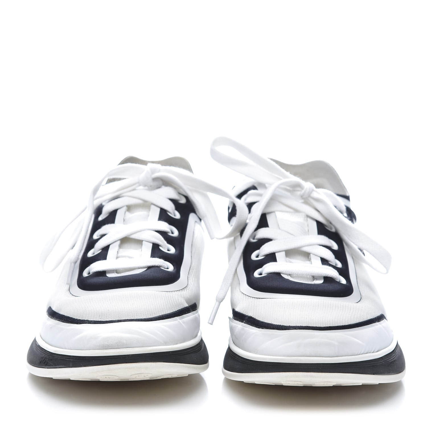 Chanel Suede Calfskin Stretch Fabric CC Sneakers 37.5 White 2 of 9