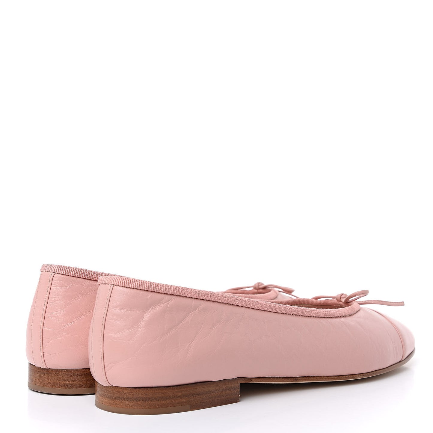 Crumpled Calfskin Cap Toe CC Ballerina Flats 40 Powder Pink