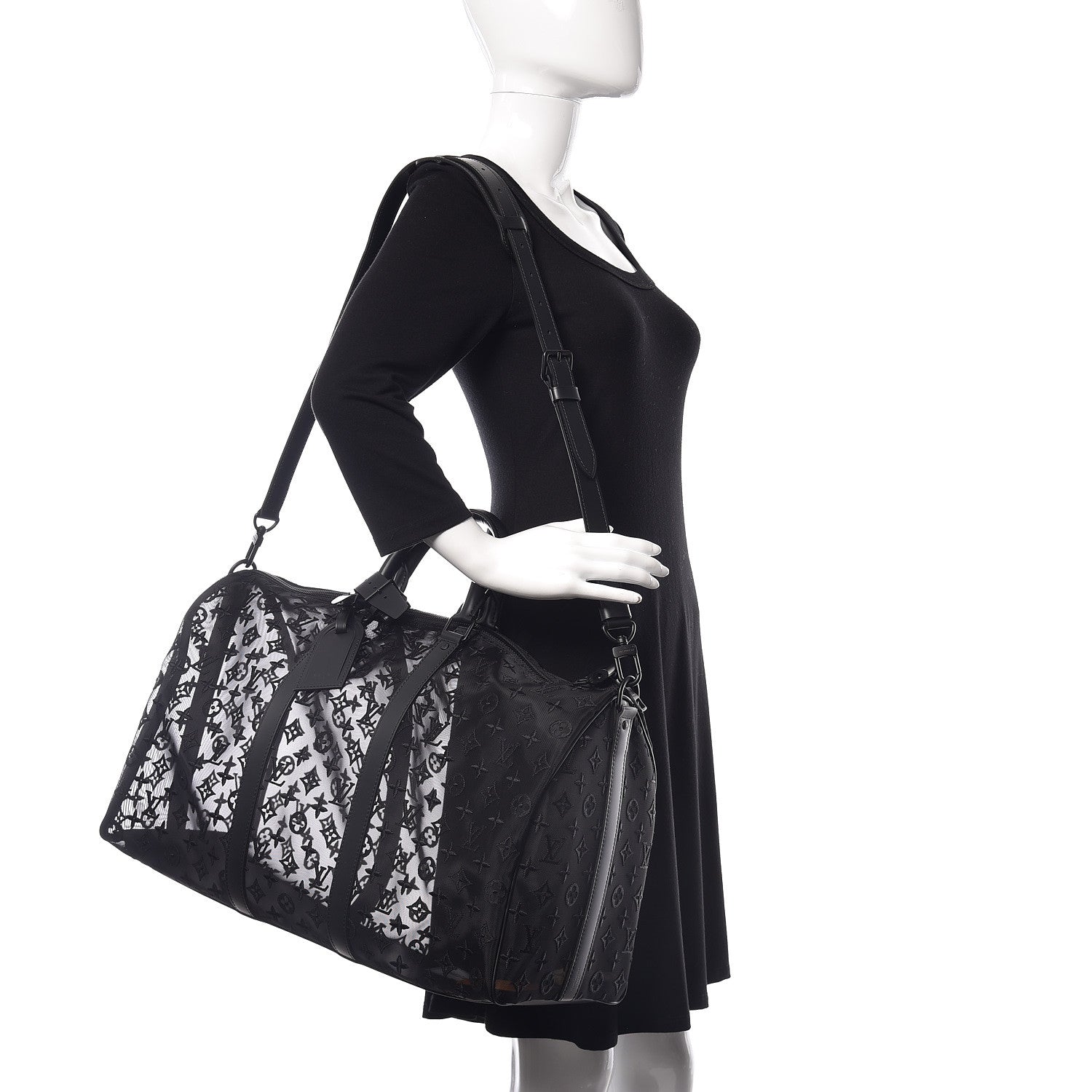 Louis Vuitton Monogram See Through Keepall Bandouliere 50 Black 2 of 10