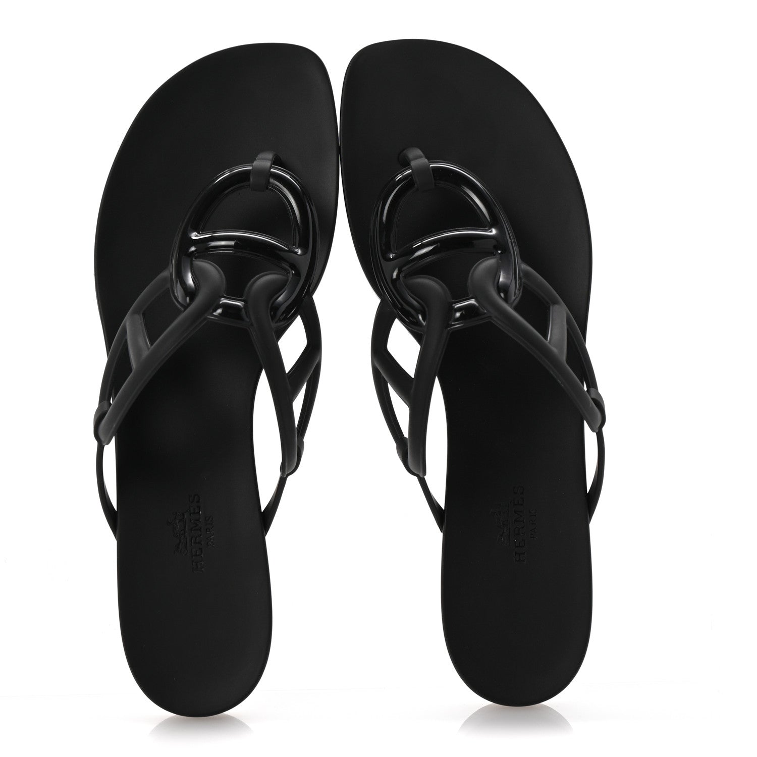 Hermes Rubber Womens Egerie Sandals 41 Black 2 of 9
