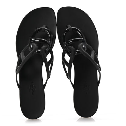 Hermes Rubber Womens Egerie Sandals 41 Black 2 of 9