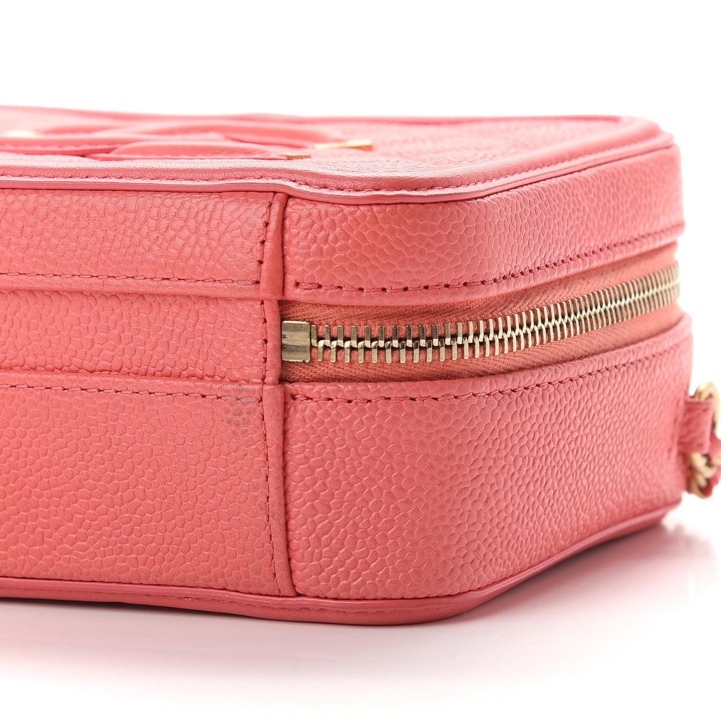 Caviar Quilted Small CC Filigree Vanity Case Coral