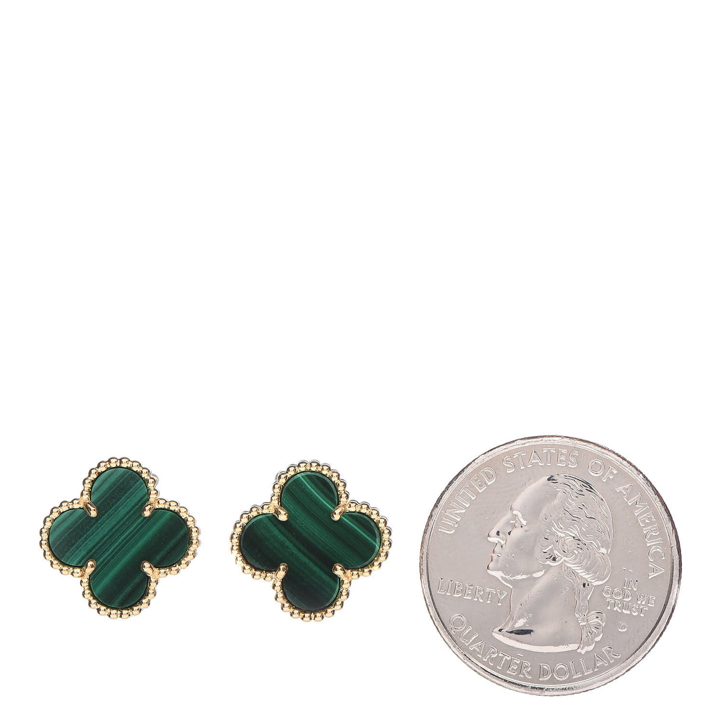 18K Yellow Gold Malachite Vintage Alhambra Earrings