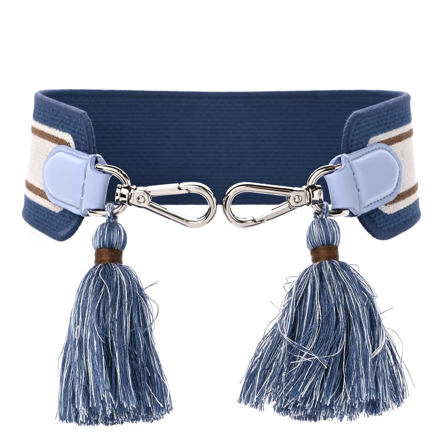 Fendi Canvas Calfskin Tassel Strap You Blue Multicolor 2 of 6