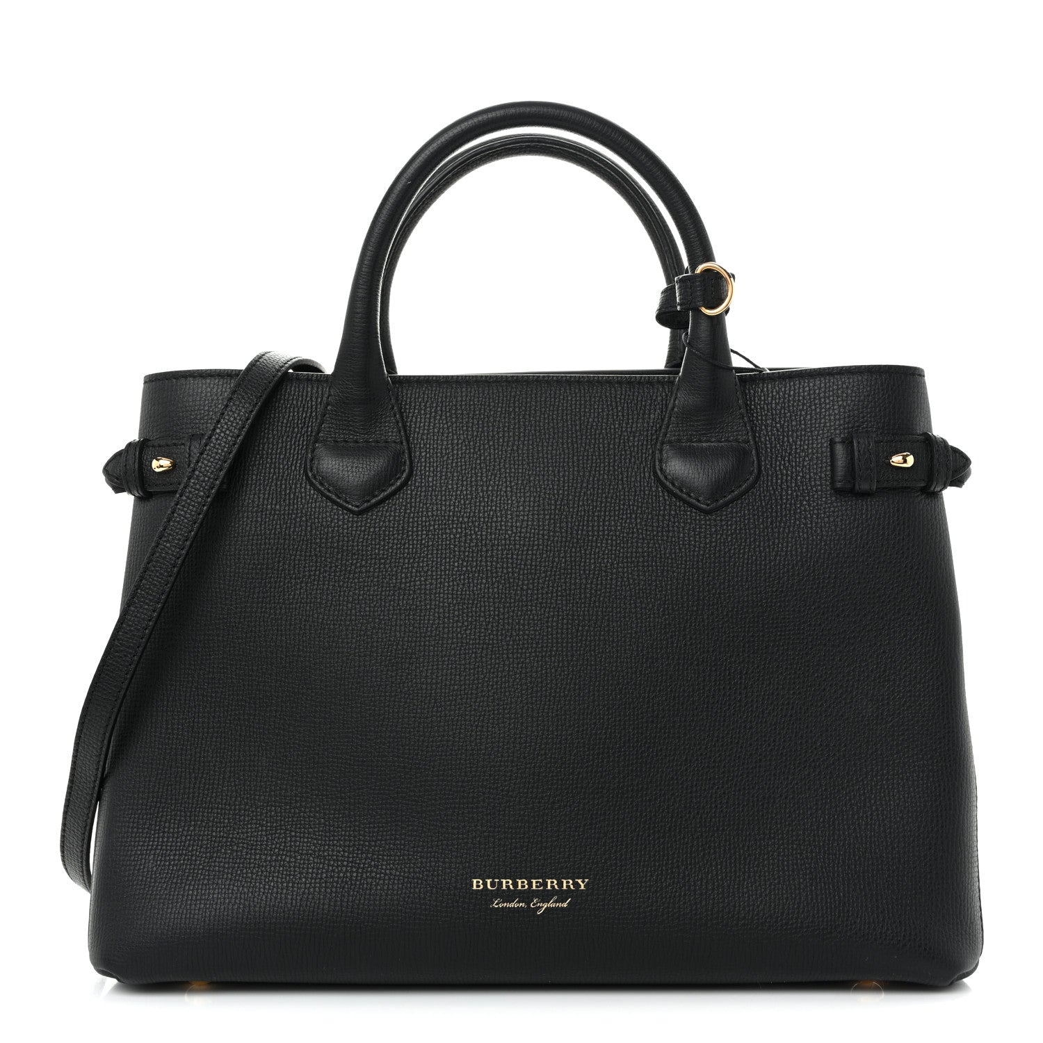 Burberry Derby Calfskin House Check Medium Banner Tote Black 1 of 10