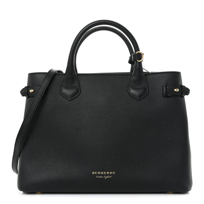 Burberry Derby Calfskin House Check Medium Banner Tote Black 1 of 10