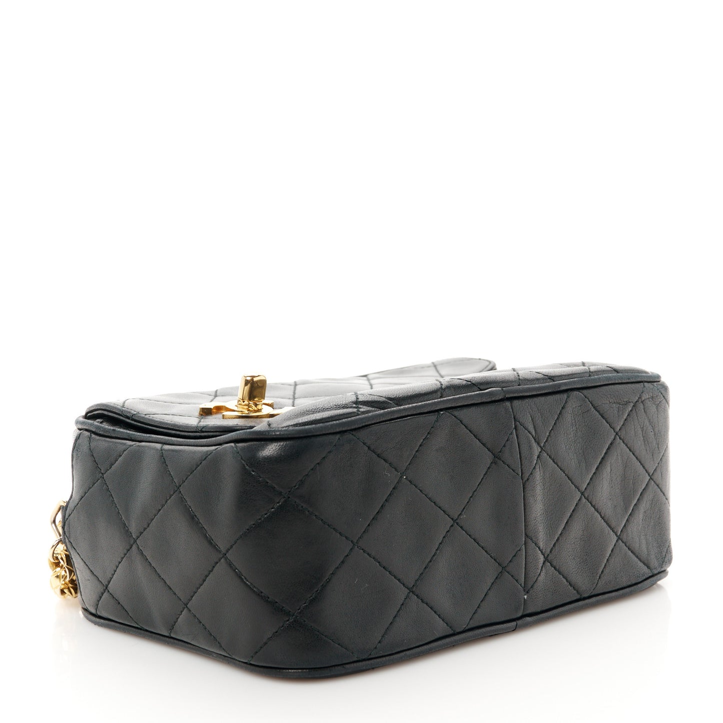 Lambskin Quilted Tassel Flap Camera Case Black