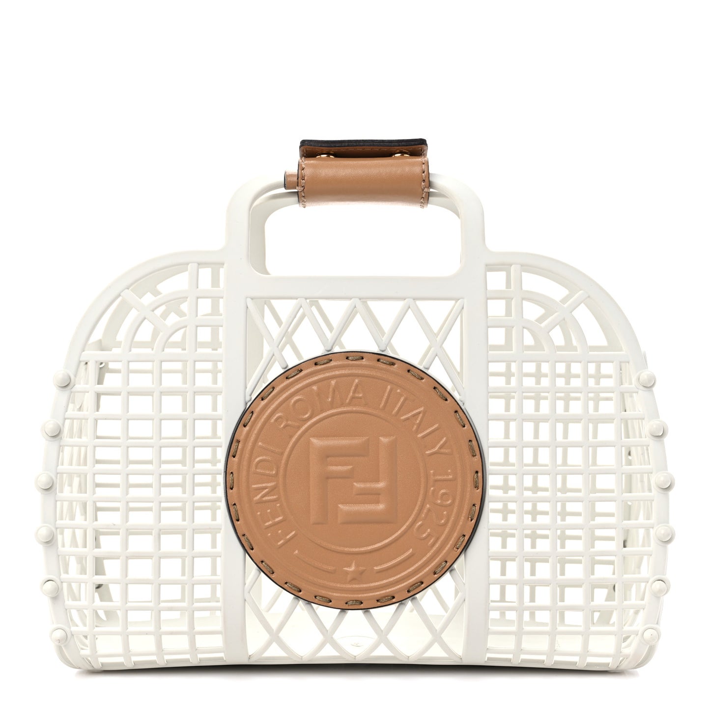 Recycled Plastic Vitello Liberty Matte Small Fendi Basket White Ice Miele Scuro
