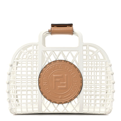Fendi Recycled Plastic Vitello Liberty Matte Small Fendi Basket White Ice Miele Scuro 1 of 10