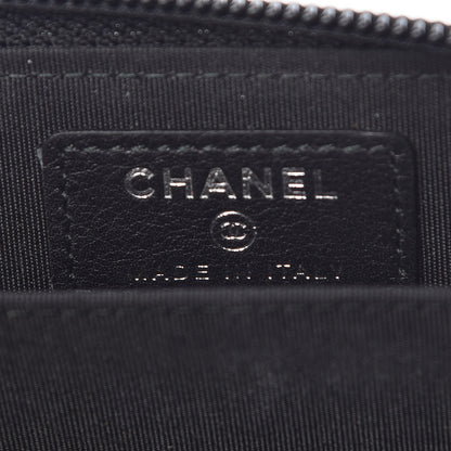 Chanel Calfskin Quilted Boy Zip Around Coin Purse Wallet Black 6 of 7