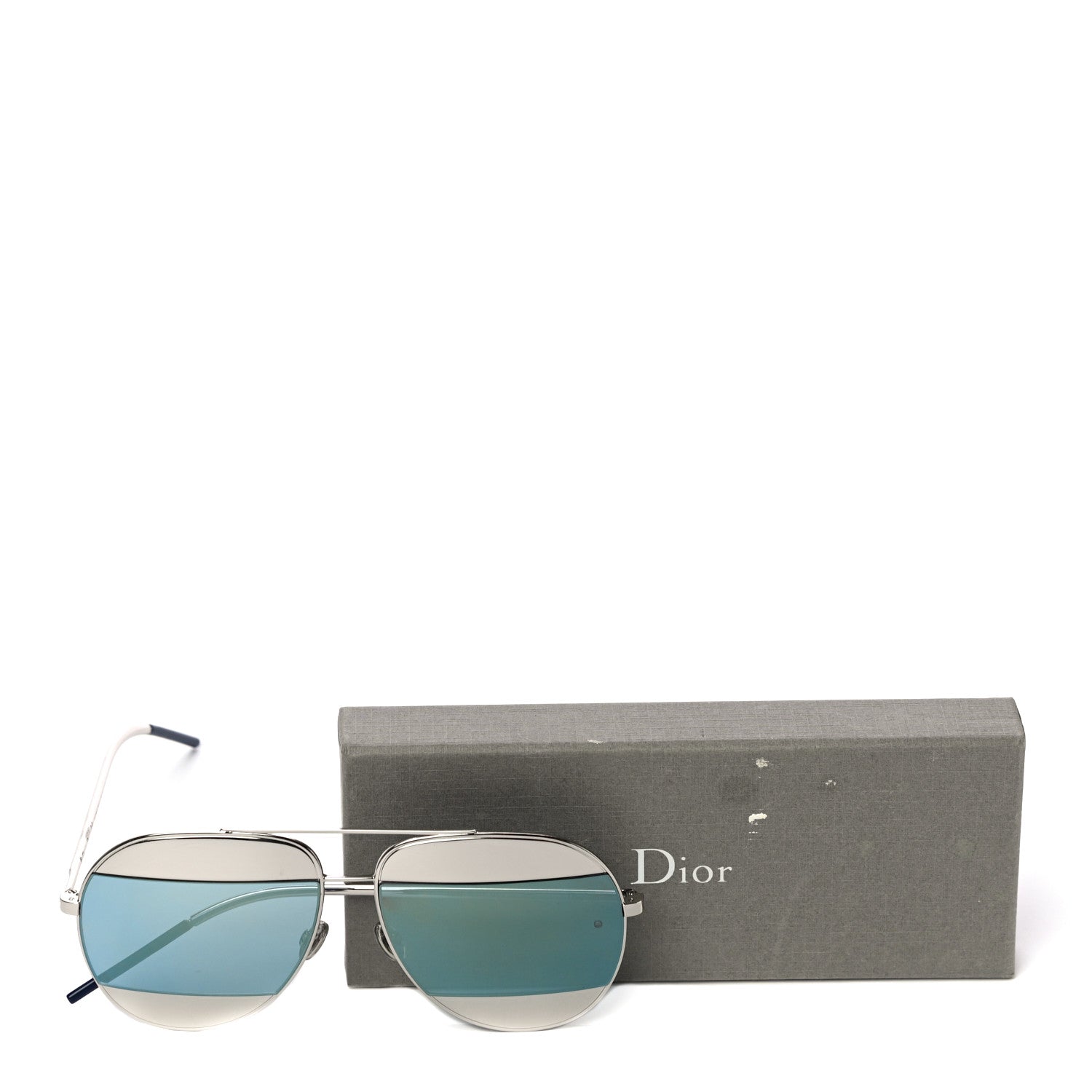 Christian Dior Split 1 Aviator Sunglasses Blue Silver 7 of 7