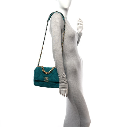 Chanel Tweed Quilted Medium Chanel 19 Flap Green 2 of 10