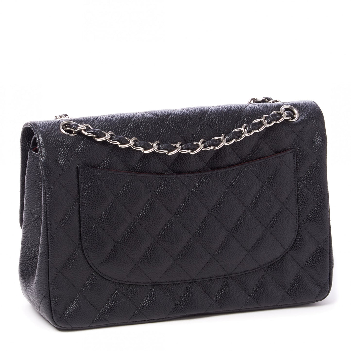 Caviar Quilted Jumbo Double Flap Black
