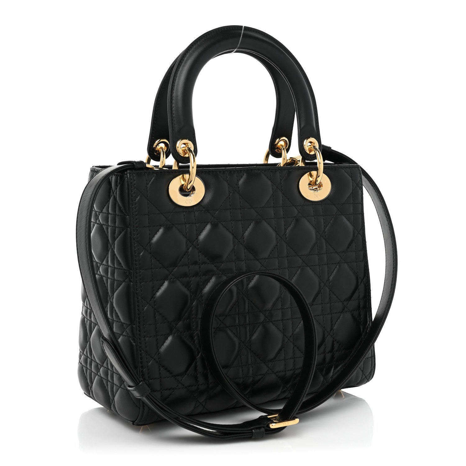 Christian Dior Lambskin Cannage Medium Lady Dior Black 3 of 10