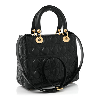 Christian Dior Lambskin Cannage Medium Lady Dior Black 3 of 10