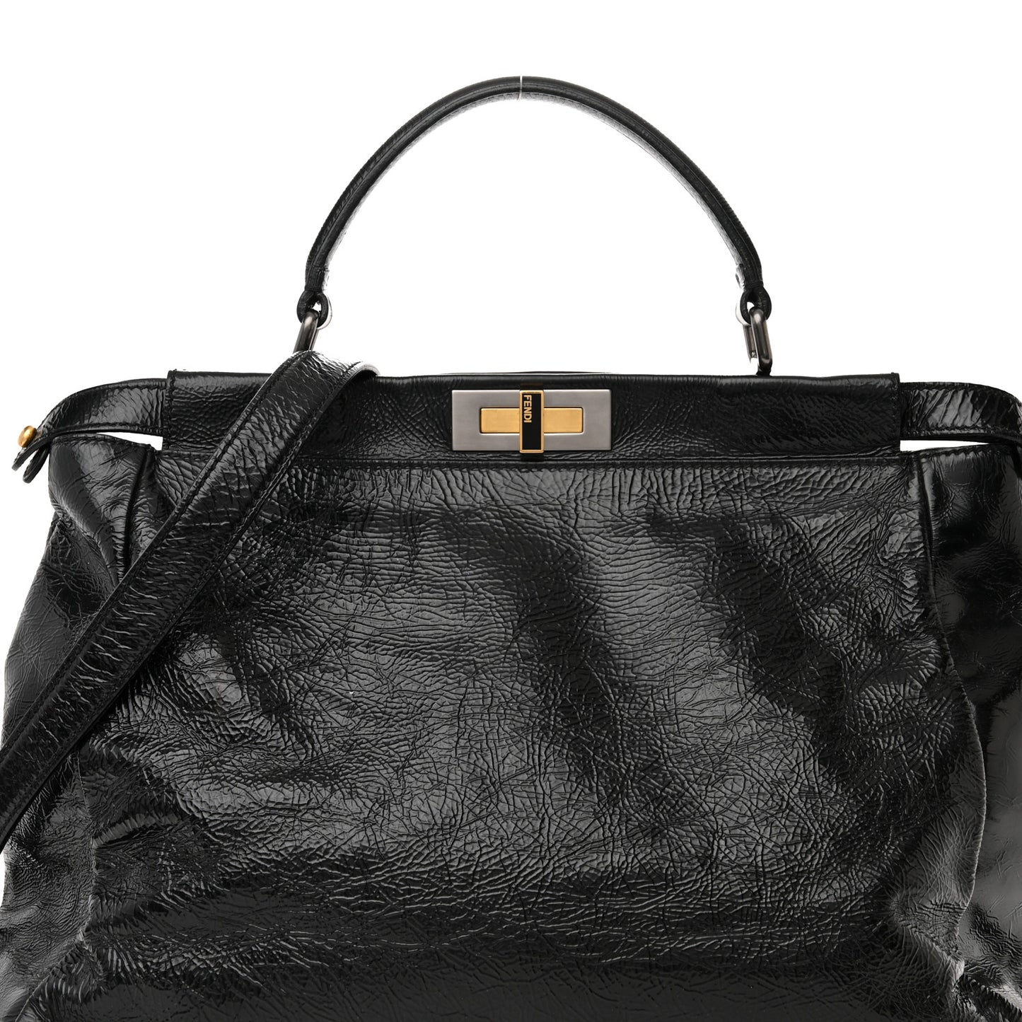 Patent Large Peekaboo Iconic Satchel Black