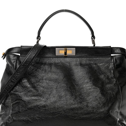 Fendi Patent Large Peekaboo Iconic Satchel Black 8 of 17