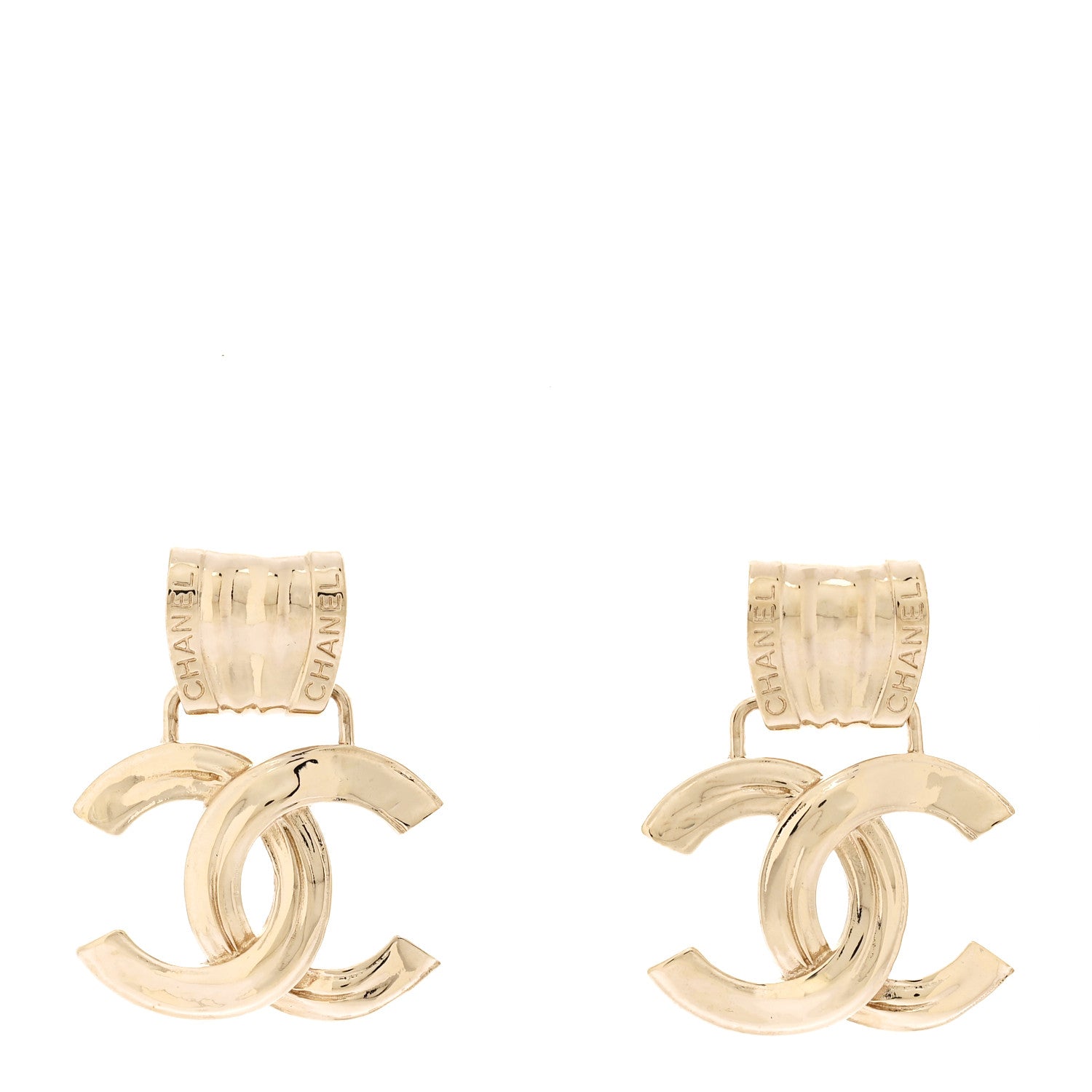 Chanel Metal CC Drop Earrings Gold 1 of 5