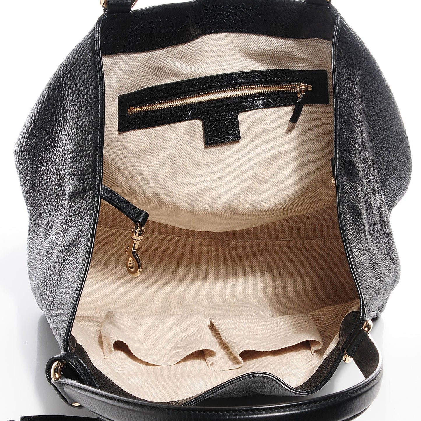 Pebbled Calfskin Medium Soho Shoulder Bag Black