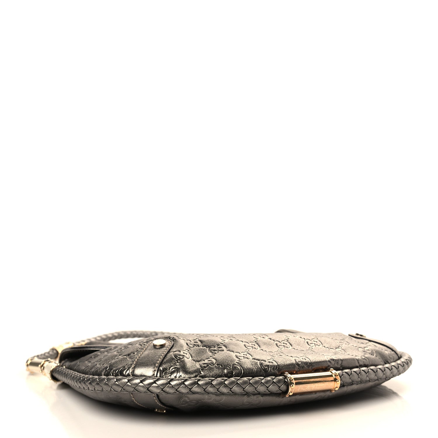 Gucci Guccissima Medium Britt Tassel Shoulder Bag Gunmetal 4 of 9