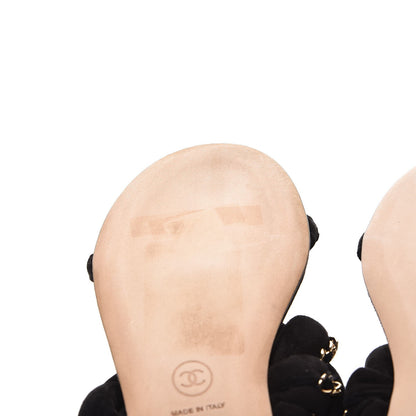 Chanel Kid Suede Braided Chain CC Slide Flat Sandals 35 Black 6 of 9