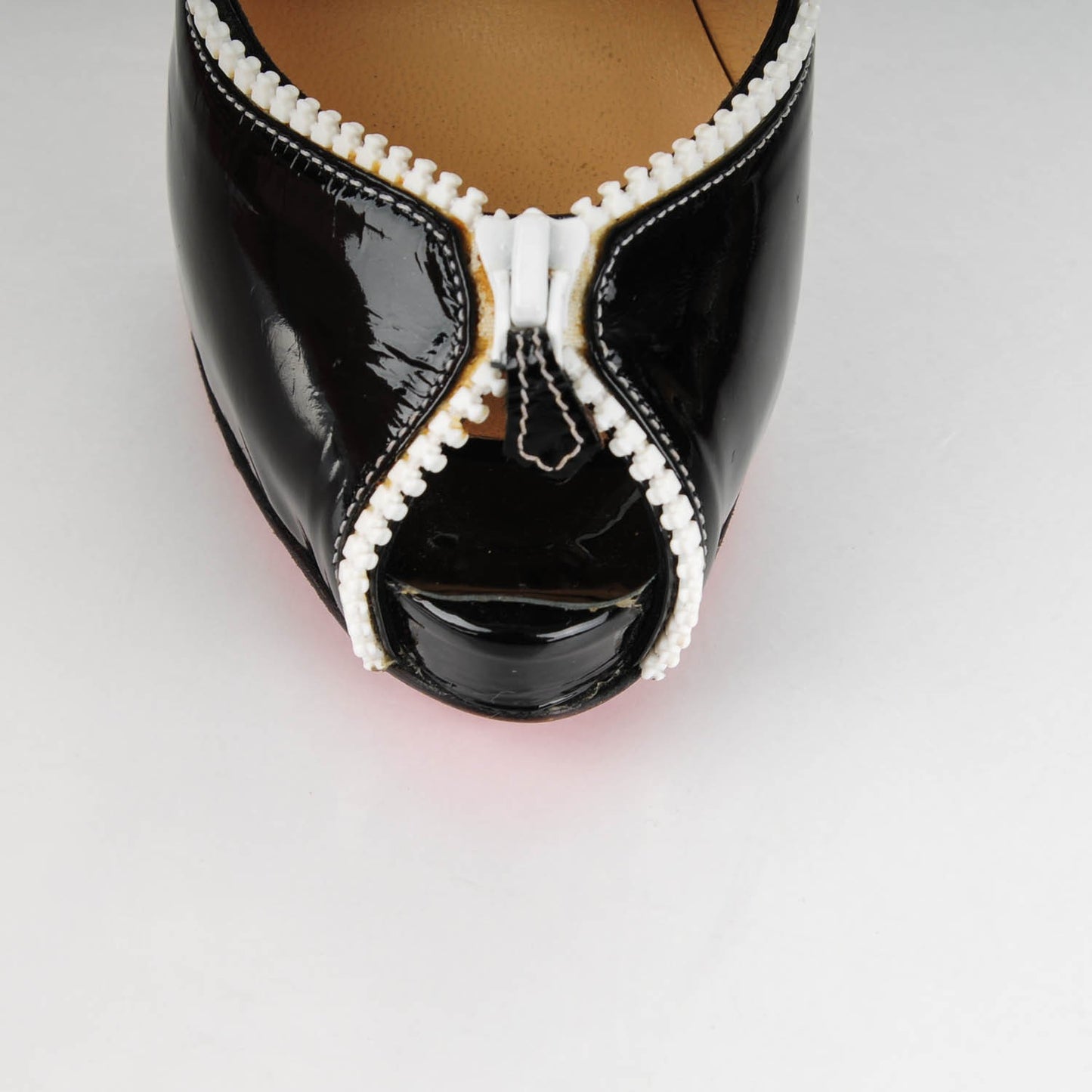 Patent Caracolo Plateau Platform Peep Toe Pumps 36 Black