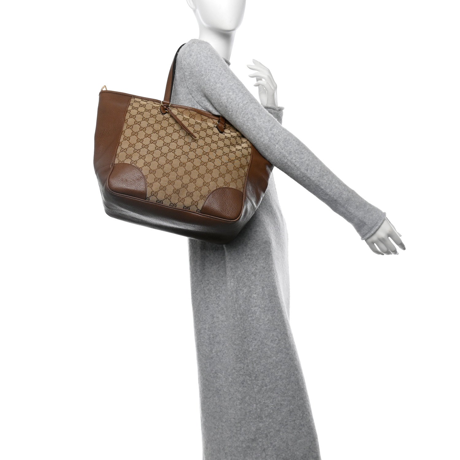 Gucci Monogram Medium Bree Zippered Tote Beige Tabacco 3 of 13