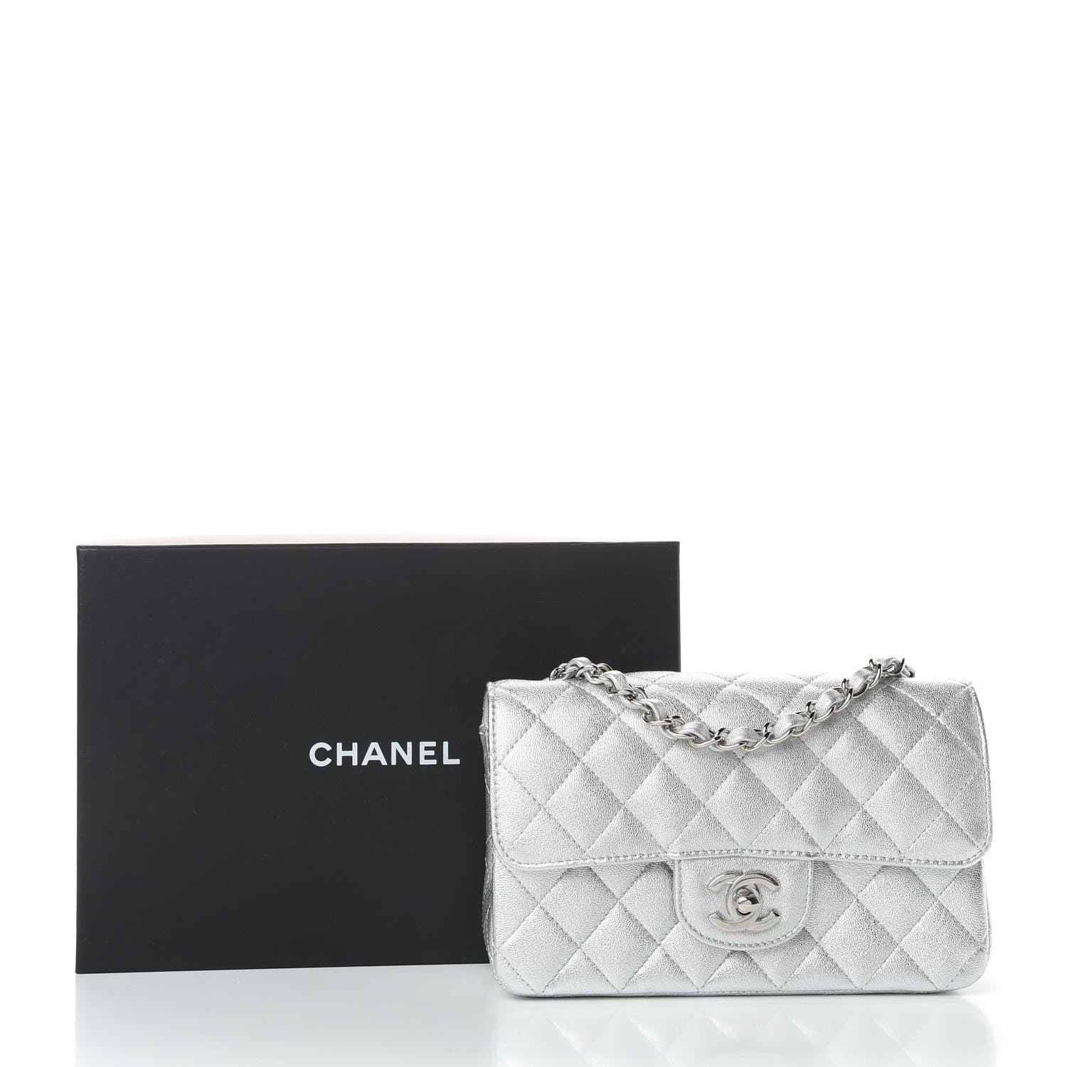 Chanel Metallic Lambskin Quilted Mini Rectangular Flap Silver 10 of 10