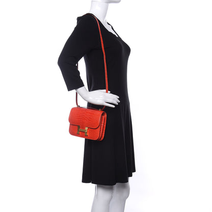 Hermes Shiny Alligator Constance 18 Orange Poppy 2 of 18