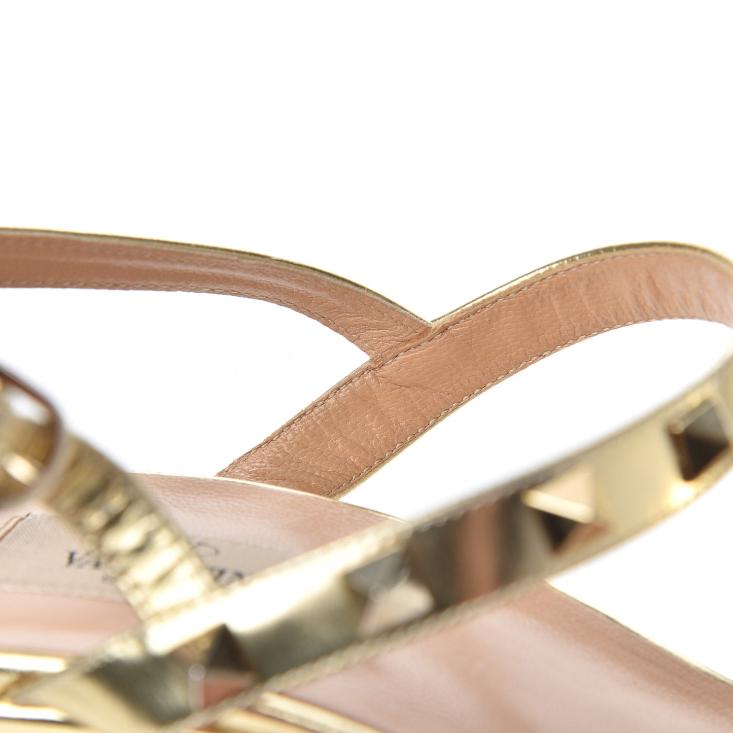 Metallic Calfskin Raffia Rockstud T-Strap Slingback Espadrille Wedge Sandals 39 Gold