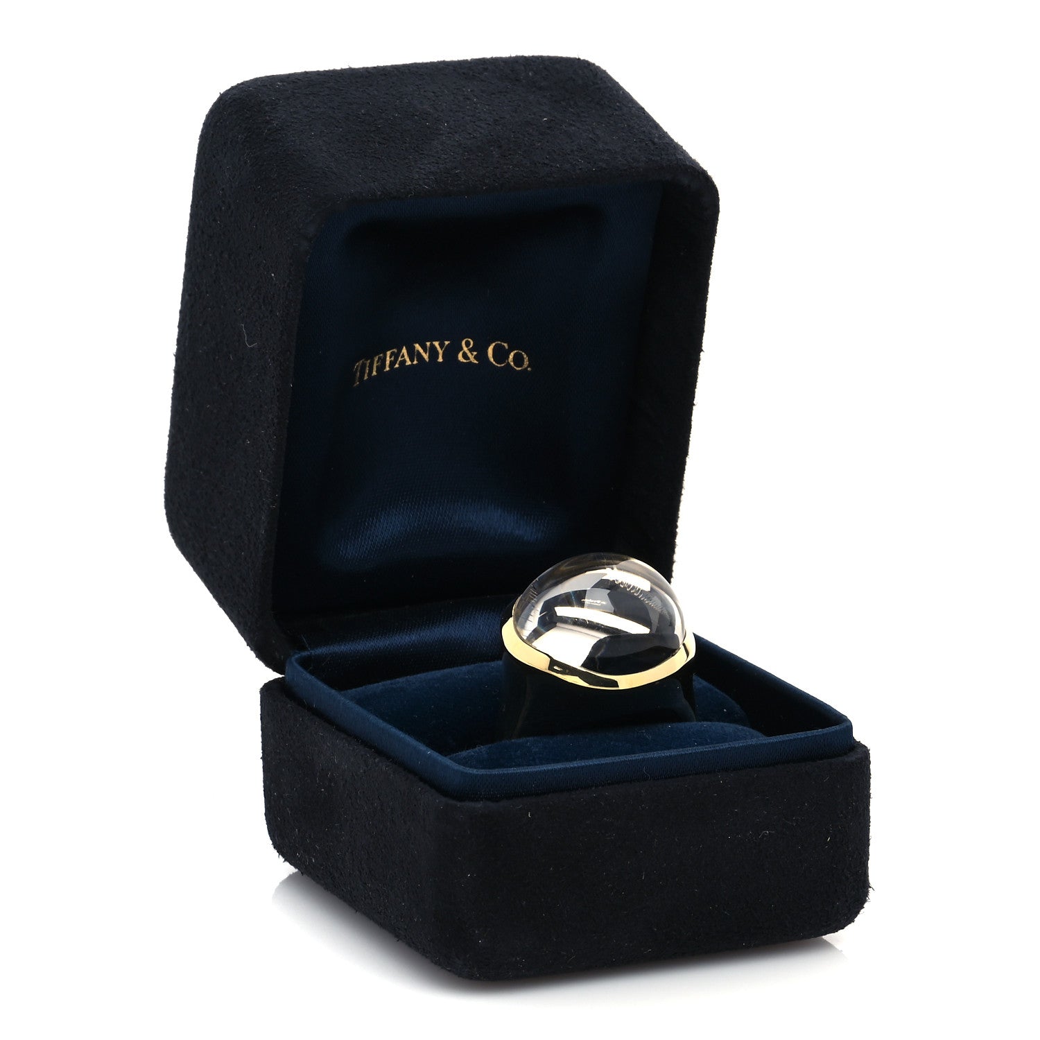 Tiffany 18K Yellow Gold Elsa Peretti Rock Crystal 15 MM Cabochon Ring 61 9.5 6 of 6