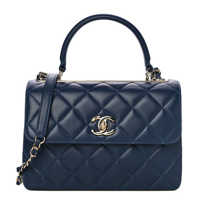 Chanel Lambskin Quilted Small Trendy CC Flap Dual Handle Bag Navy 1 of 12