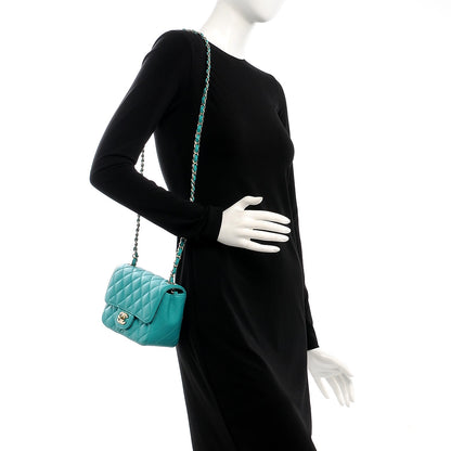 Chanel Caviar Quilted Mini Square Flap Turquoise 2 of 8