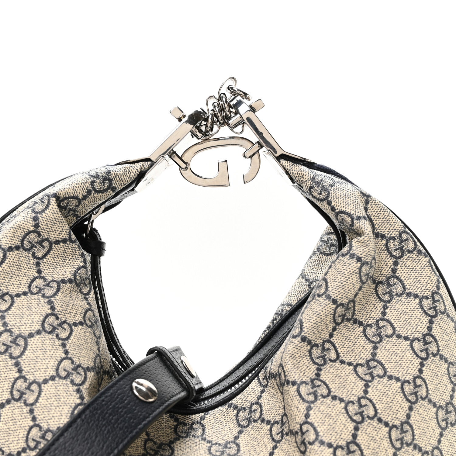 Gucci GG Supreme Monogram Textured Calfskin Web Large Attache Shoulder Bag Beige Blue 8 of 10