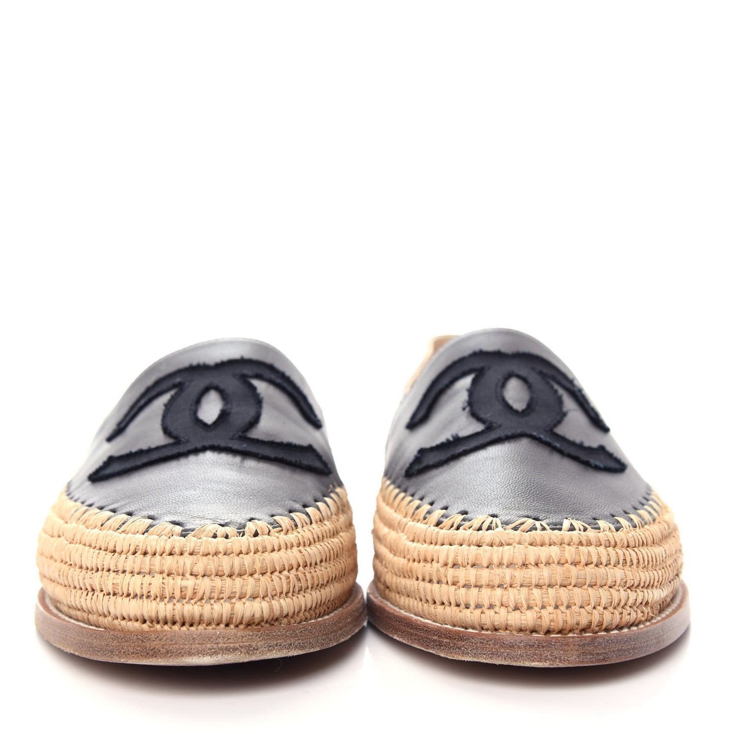 Lambskin Grosgrain CC Espadrilles 39 Grey Black
