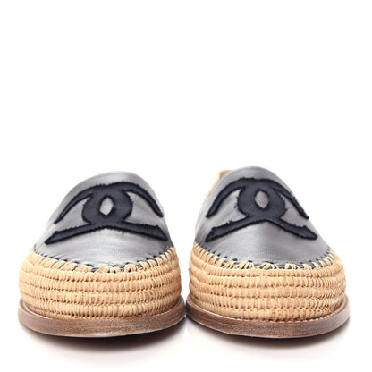 Chanel Lambskin Grosgrain CC Espadrilles 39 Grey Black 2 of 11