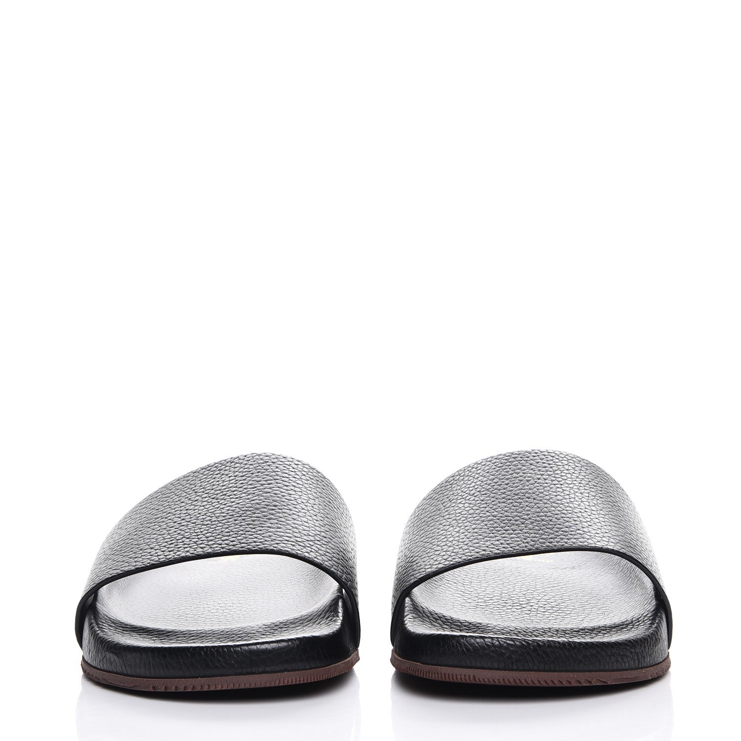 Valentino Garavani Mens Grained Calfskin Wide Strap Pool Slide Sandals 43 Black 2 of 8