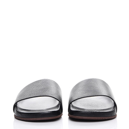 Valentino Garavani Mens Grained Calfskin Wide Strap Pool Slide Sandals 43 Black 2 of 8
