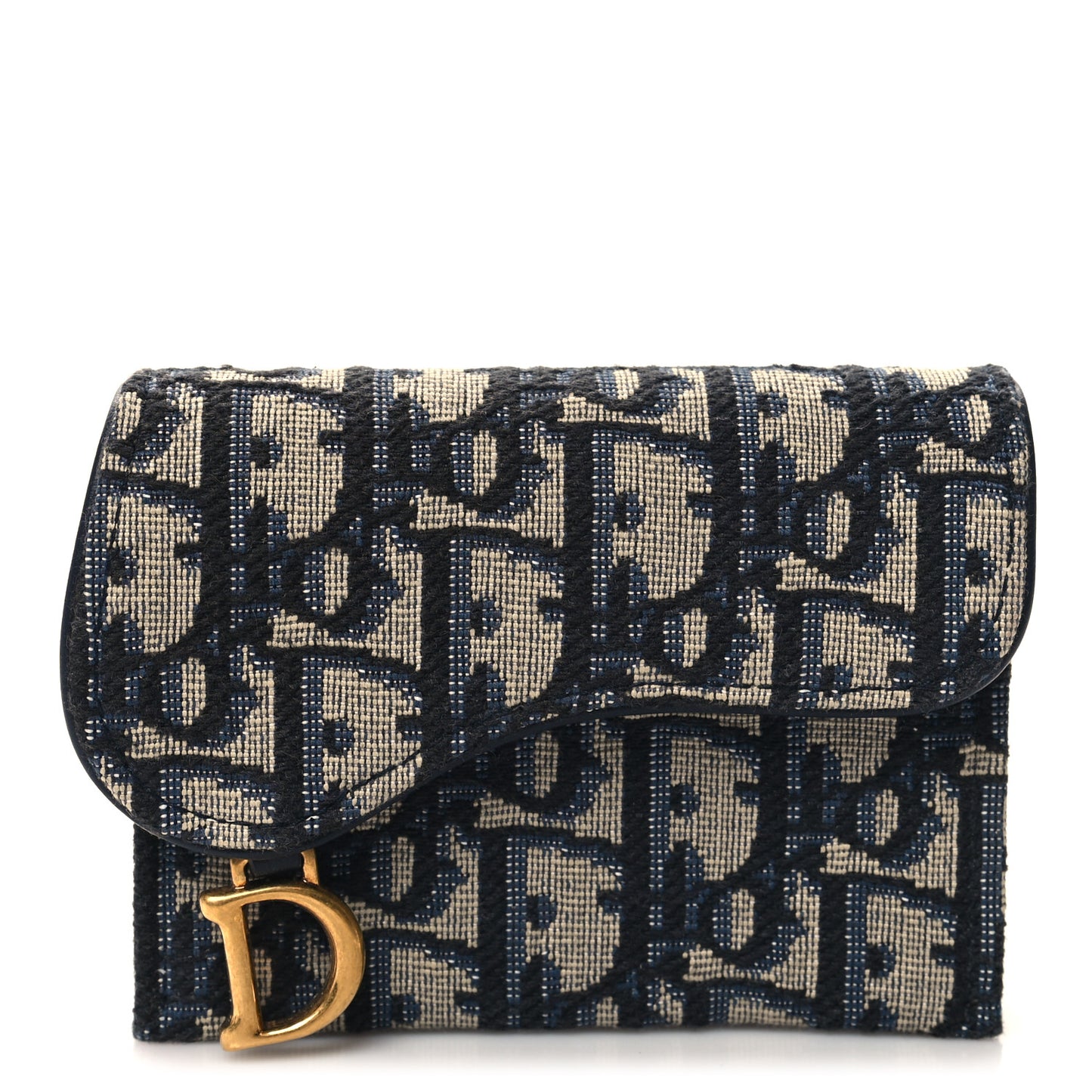 Oblique Saddle 5-Gusset Card Holder Blue