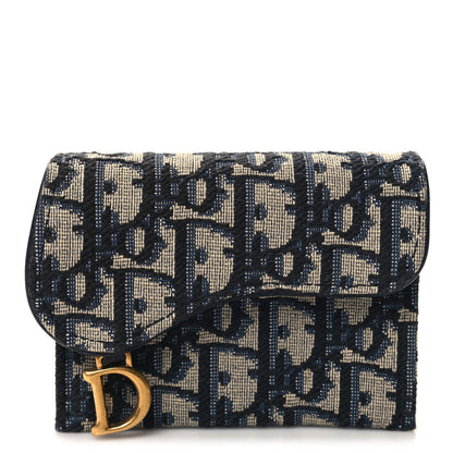 Christian Dior Oblique Saddle 5-Gusset Card Holder Blue 1 of 8
