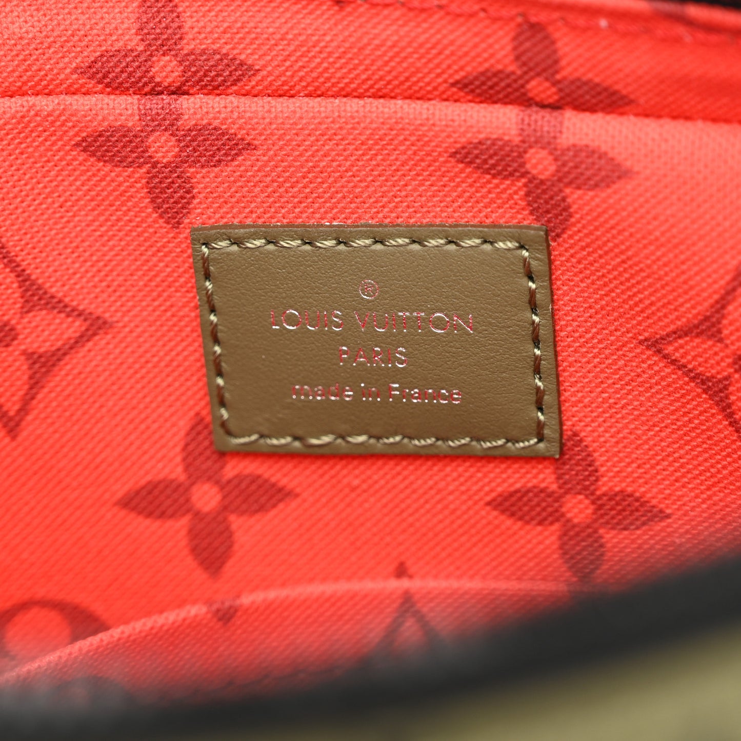 Monogram Trio Messenger Khaki Vermillion