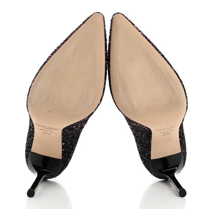 Jimmy Choo Coarse Glitter Degrade Pointy Toe Romy 100 Pumps 37.5 Pink Black 5 of 8
